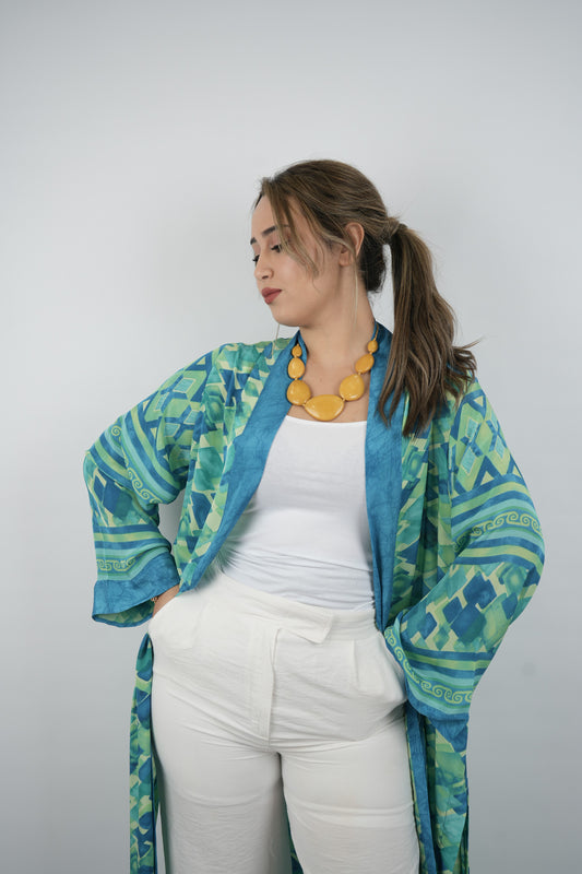 Kimono en Soie – Émeraude Enchantée
